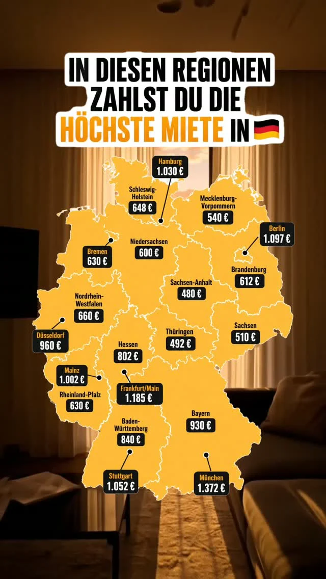 Schau auf deine Region. Genau DAS zahlst du – oder bekommst du. 🗺️

München 1.372 €, Frankfurt 1.185 €, Stuttgart 1.052 € – und selbst in Sachsen-Anhalt fließen Monat für Monat 480 € Kaltmiete. Pro Wohnung. Zuverlässig wie ein Gehaltseingang.

Die Karte zeigt aber noch etwas anderes: Wohnen kostet überall – die Frage ist nur, auf welcher Seite der Überweisung du stehst.
Als Mieter zahlst du diese Beträge dein Leben lang, ohne dass dir am Ende etwas gehört. Als Eigentümer einer vermieteten Kapitalanlage drehst du den Spieß um: Dein Mieter zahlt deine Finanzierung mit ab, das Finanzamt beteiligt sich über Abschreibung und Steuervorteile – und gerade in starken Regionen wie Baden-Württemberg sorgt die Nachfrage für stabile Mieten.
Mehr Netto vom Brutto, während dein Vermögen wächst.

Über 2.000 Kunden haben diesen Seitenwechsel mit uns geschafft – viele ohne Eigenkapital.
👉 Sichere dir jetzt deine kostenlose Wohnwert-Beratung und finde raus, was in deiner Region möglich ist. Link in Bio.
Durchschnittliche Kaltmieten, Stand 2026. Werte variieren je nach Lage und Ausstattung.

#mietpreise #kaltmiete #deutschlandkarte #immobilien #kapitalanlage #vermögensaufbau #steuernsparen #mehrnetto #stuttgart #badenwürttemberg #wohnwert